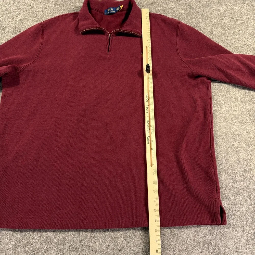 Polo Ralph Lauren Sweater Mens 2XL Burgundy Quarter Zip Pullover Pony‎ Logo